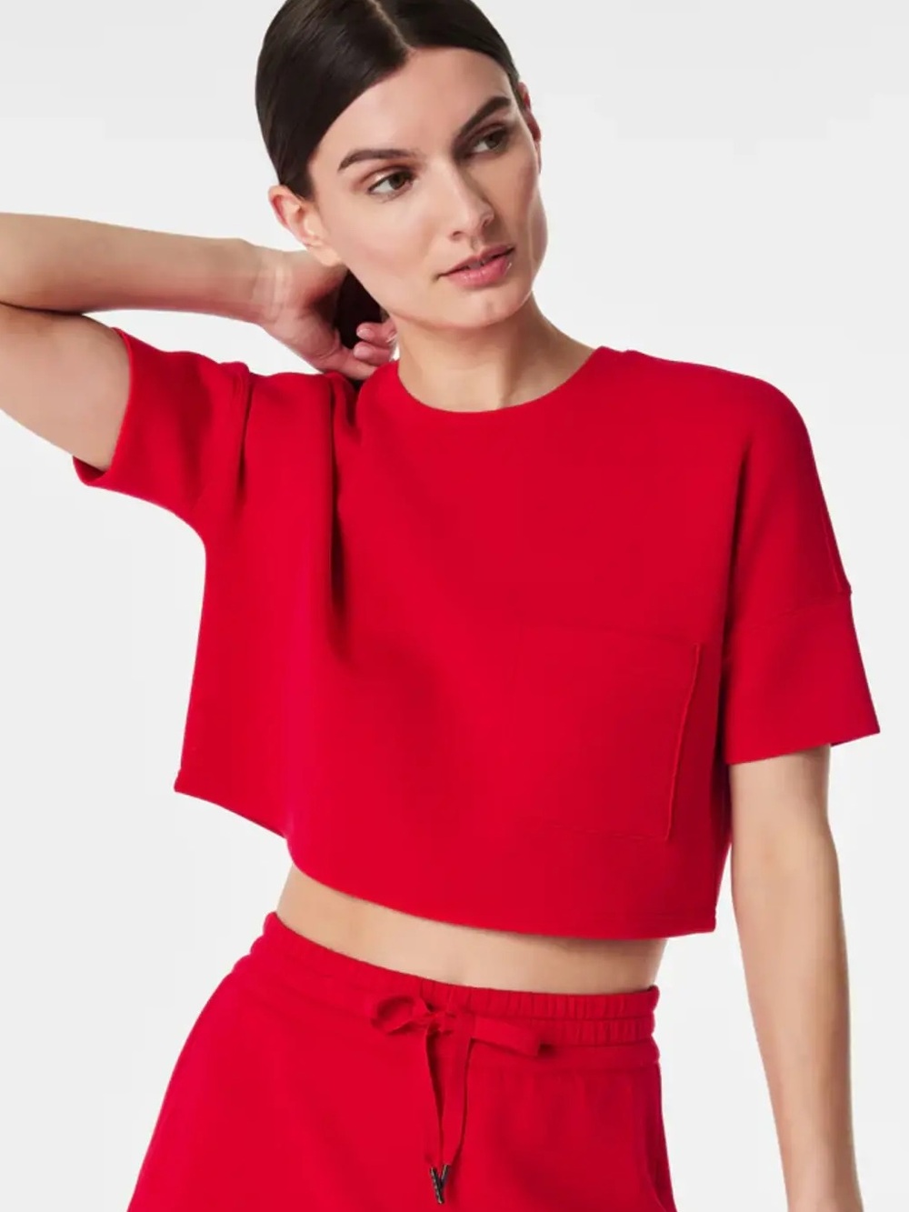 Spanx AirEssentials Cropped Pocket Tee Red
